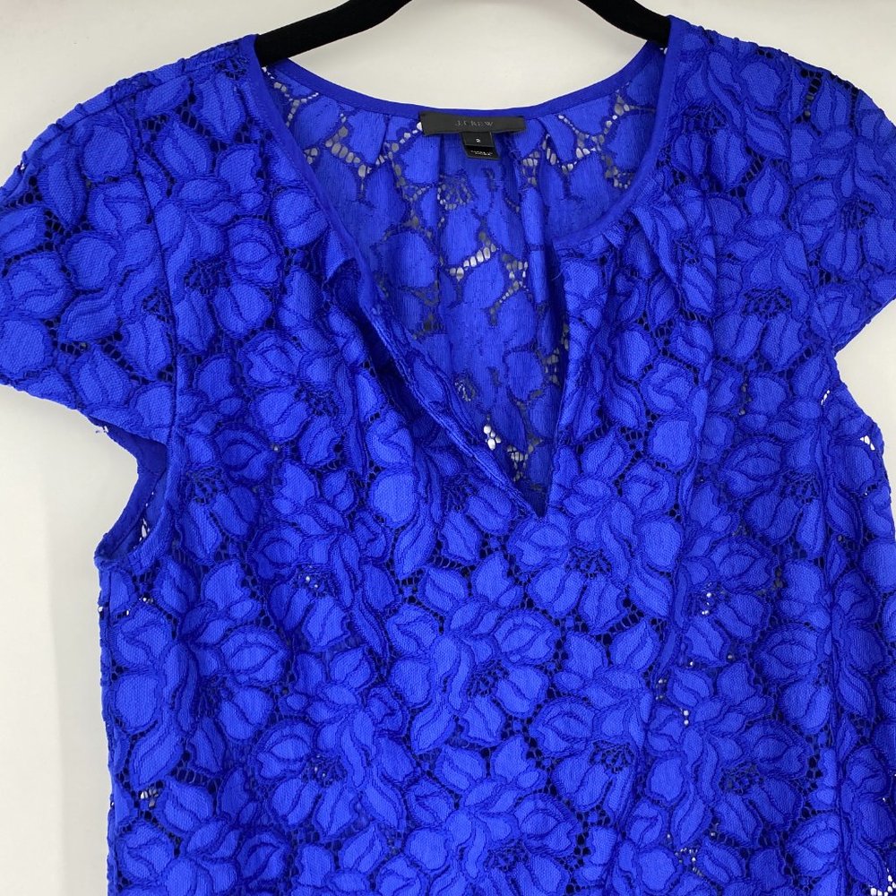 J. Crew | Size 2. Cap-Sleeve Floral Lace Top